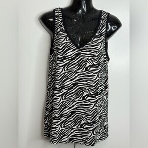 Banana Republic Black and White Zebra Print Women Sleeveless Tank Top Size S/M